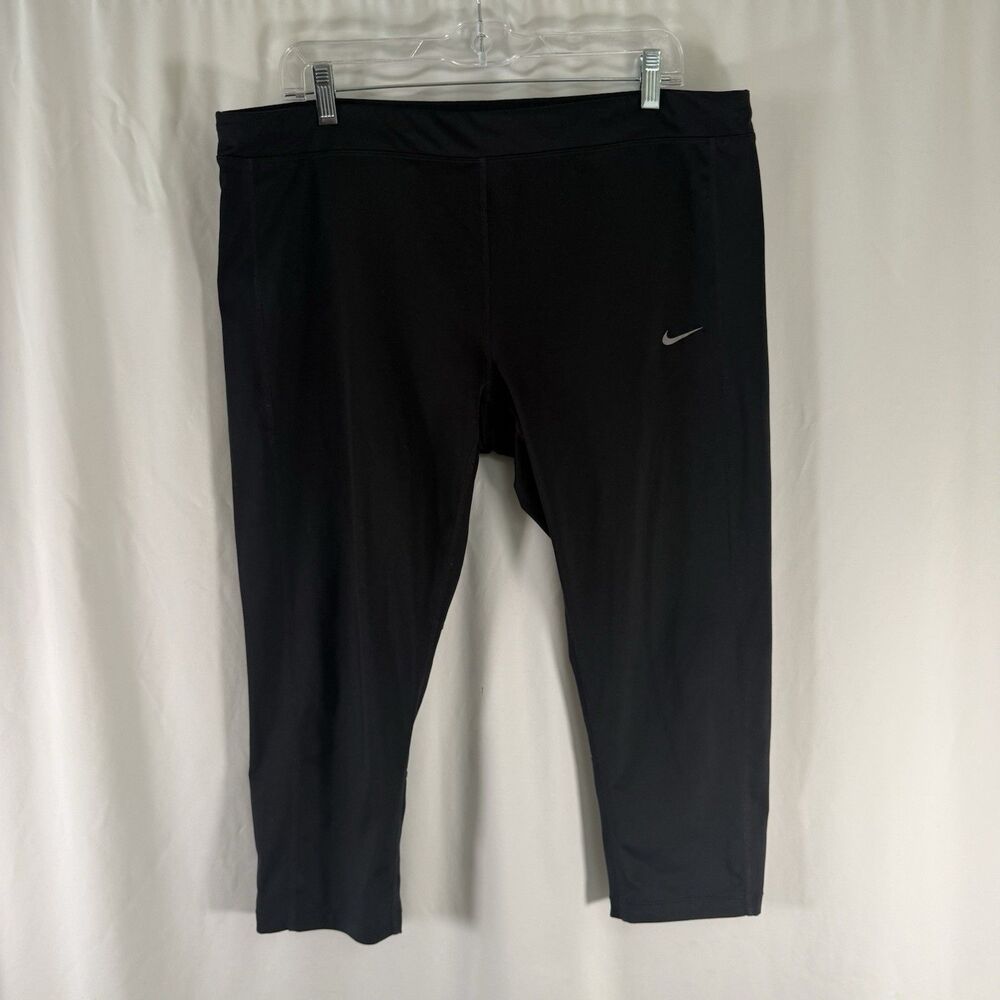 Nike Running Capri Leggings Women's 2X Black Cropped Elastic Waist Pull On